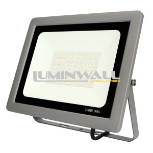 Projector LED Exterior SLIM Cinza 100W 6500K IP65